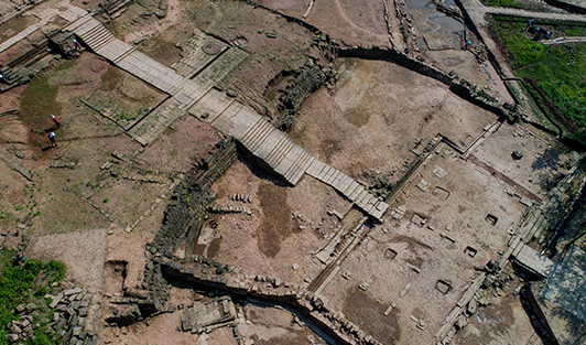 航拍范家堰遺址考古現場