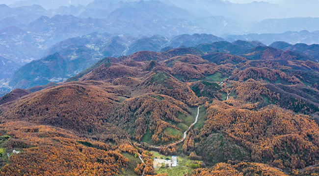 航拍重慶梨子坪迎晚秋盛景