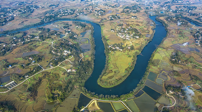 無人機航拍重慶新春田園風光