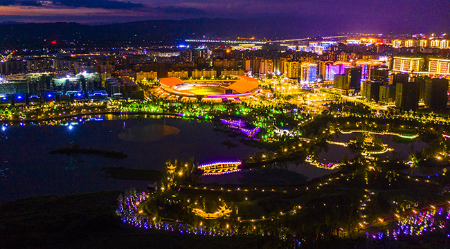 重慶梁平雙桂湖：濕地潤城 夜色璀璨