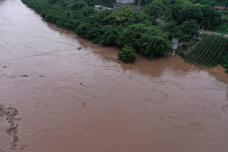 航拍重庆綦江流域超历史洪峰过境