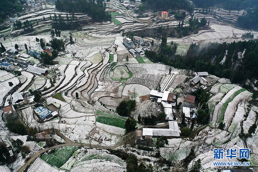 重庆黔江：春雪润田园 山村美如画